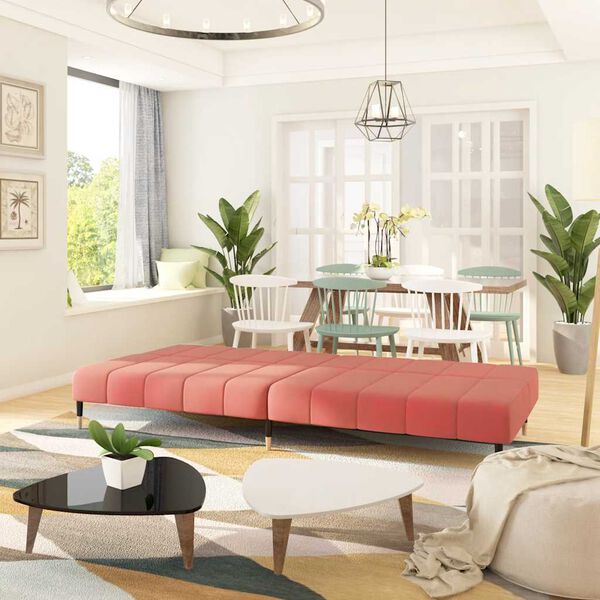 vidaXL 2-местно разтегателно канапе, розово, кадифе