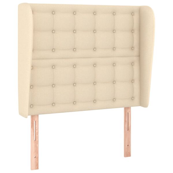 vidaXL Горна табла за легло с уши, кремава, 83x23x118/128 см, плат