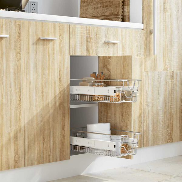 vidaXL Плъзгащи се телени кошници, 2 бр, сребристи, 300 мм