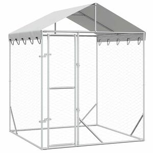 vidaXL Външна клетка за куче с покрив сребриста 2x2x2,5 м стомана