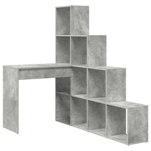 vidaXL Ъглово бюро с рафт Циментено сиво 101,5 x 149,5 x 149,5 см