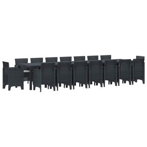 vidaXL Градински комплект за хранене с възглавници 17 pcs Антрацит ПП