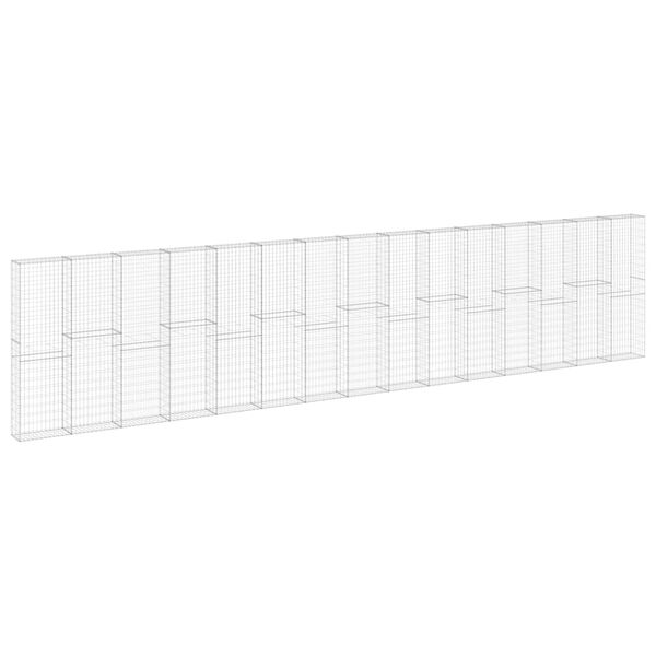 vidaXL Габионна стена с капаци, поцинкована стомана, 900x30x200 см