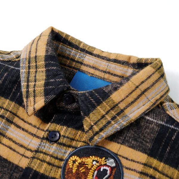 Детска карирана риза, жълто и черно, 140