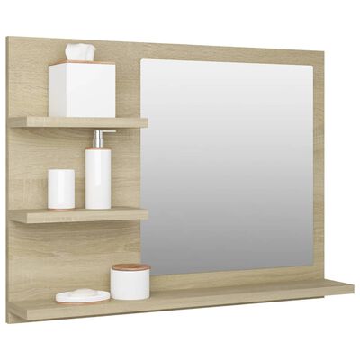 vidaXL Огледало за баня, дъб сонома, 60x10,5x45 см, ПДЧ