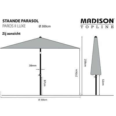 Madison Градински чадър Paros II Luxe, 300 см, тухленочервен