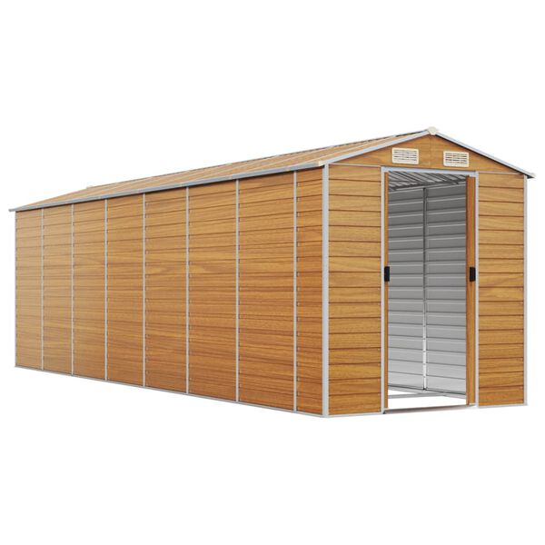 vidaXL Градински навес светлокафяв 191x640x198 см поцинкована стомана