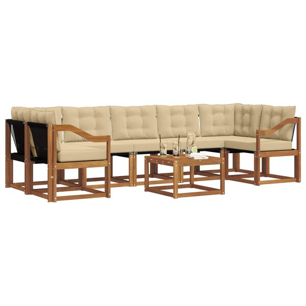 vidaXL Комплект дивани за открито 8 pcs Натурален и Бежов
