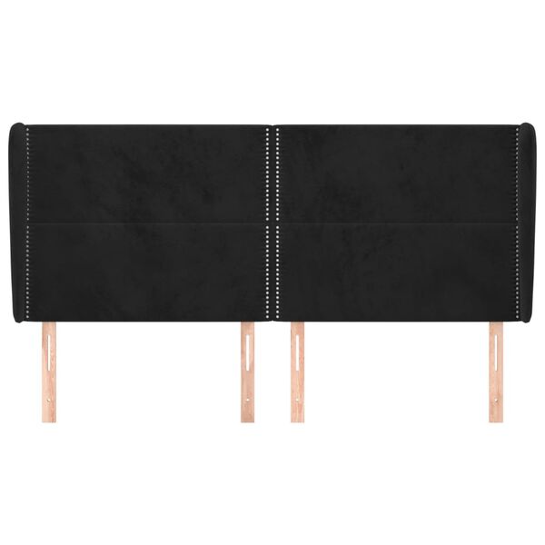 vidaXL Горна табла за легло с уши, черна, 183x23x118/128 см, кадифе