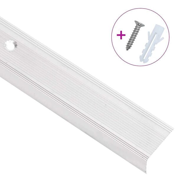 vidaXL Ръбове за стъпала, Г-образни, 5 бр, алуминий, 100 см, сребристи