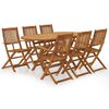 vidaXL Градински трапезен комплект, сгъваем, 7 части, акация масив