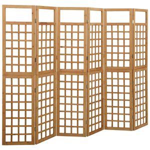 vidaXL Параван за стая, 5 панела, масивна ела, 242,5x180 см