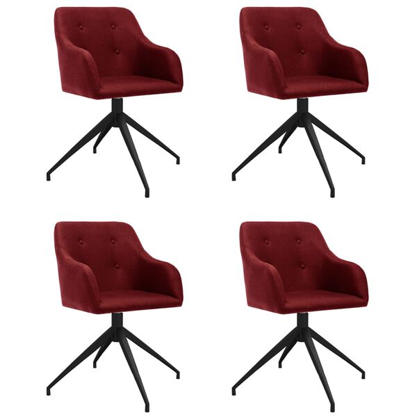 vidaXL Въртящи се трапезни столове, 4 бр, виненочервени, текстил