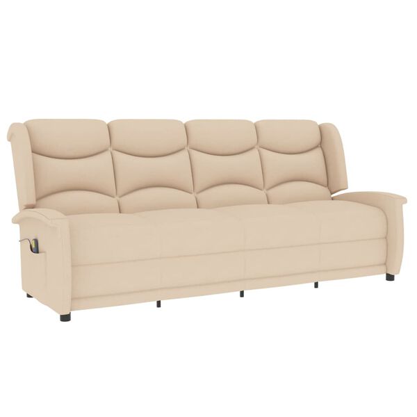 vidaXL 4-местен масажен реклайнер, кремав, текстил