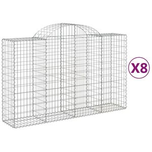 vidaXL Габионни кошници арка 8 бр 200x50x120/140 см поцинковано желязо