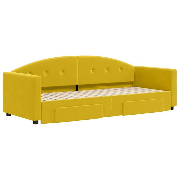 vidaXL Канапе с изтеглящо легло и чекмеджета жълто 80x200 см кадифе