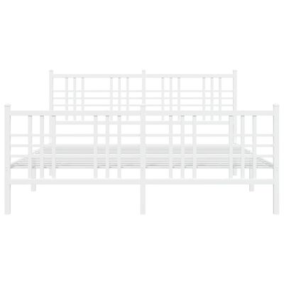 vidaXL Метална рамка за легло с горна и долна табла, бяла, 150x200 см