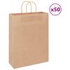 vidaXL Хартиени торбички 50 бр с дръжки кафяви 32x12x42 см