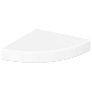 vidaXL Плаващ ъглов рафт, бял гланц, 25x25x3,8 см, MDF