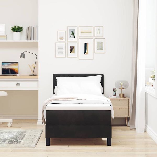 vidaXL LED кутия за пружини с легло с матрак Черно 80 x 200 cm Кадифе