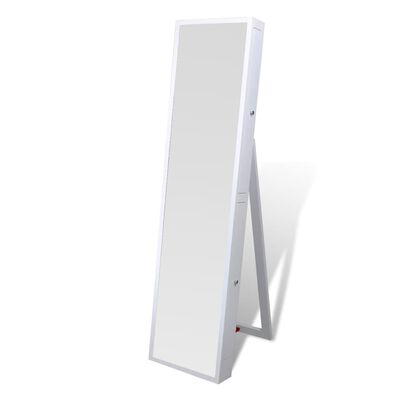 Огледало на стойка с две странични чекмеджета, цвят бял