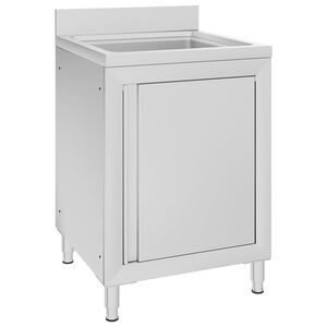vidaXL Търговски кухненски шкаф за мивка 60x60x96 см инокс