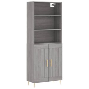 vidaXL Висок шкаф, сив сонома, 69,5x34x180 см, инженерно дърво