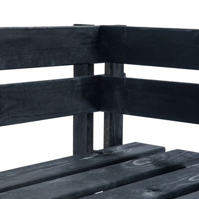 vidaXL Градинска ъглова пейка от палети, дърво, черна