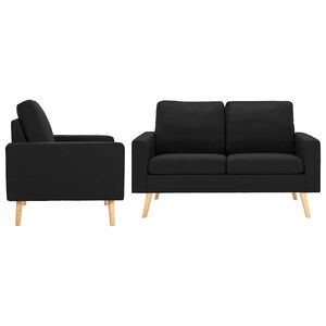 vidaXL Комплект дивани, 2 части, текстил, черен