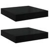 vidaXL Окачени стенни рафтове, 2 бр, черен гланц, 23x23,5x3,8 см, МДФ