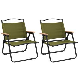 vidaXL Къмпинг столове, 2 бр, зелени, 54x43x59 см, Оксфорд плат