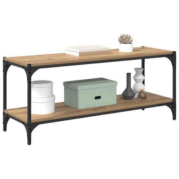 vidaXL ТВ шкаф Дъб 100x33x41см Инженерна дървесина и желязо