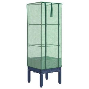 vidaXL Повдигнато легло с оранжерия калъф, ратанов вид, 40x40x140 см