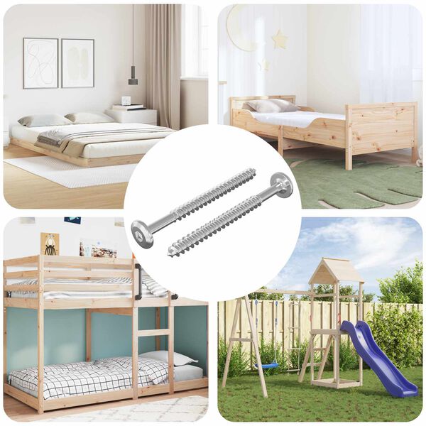 vidaXL Дървени винтове 2 pcs Сребрист M6 x 70 мм Стомана