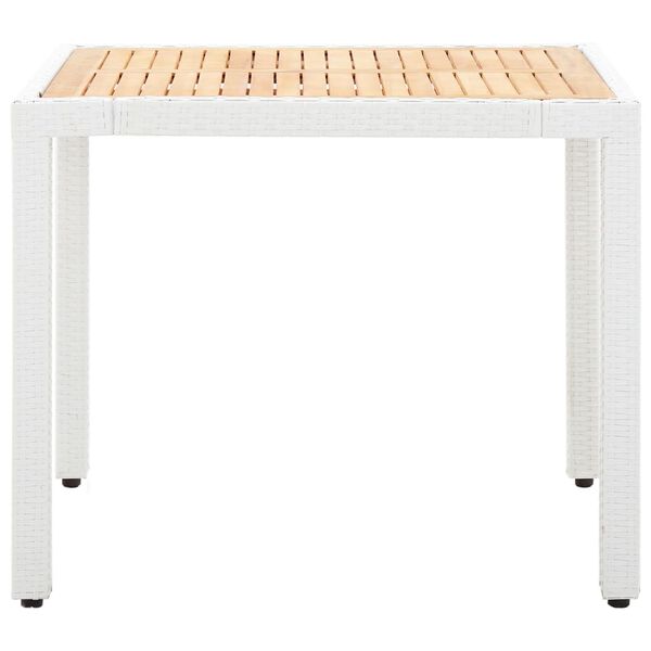 vidaXL Градински трапезен комплект, 5 части, полиратан, бял