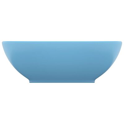 vidaXL Луксозна овална мивка, матово светлосиня, 40x33 см, керамика
