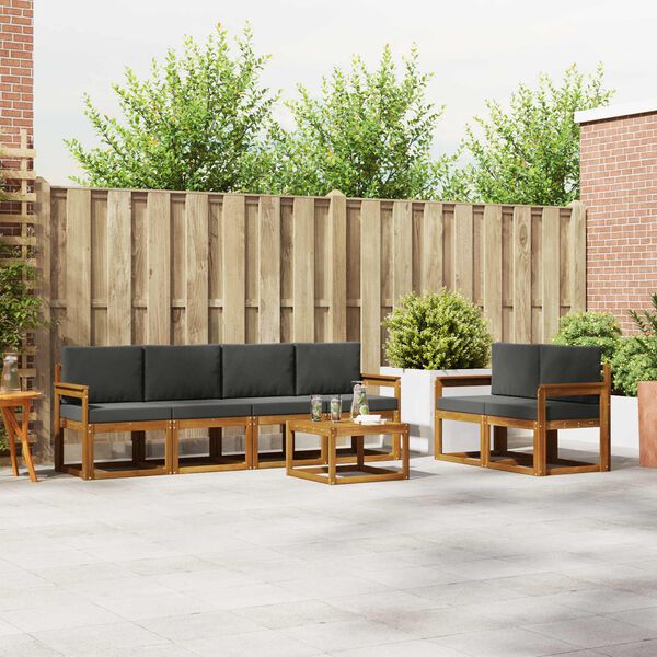 vidaXL Комплект дивани за открито 7 pcs Натурален и Антрацит