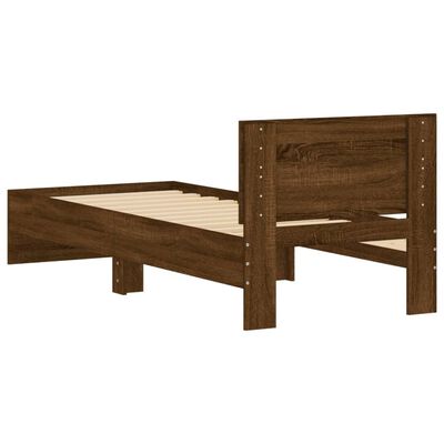 vidaXL Рамка за легло с табла, кафяв дъб, 75x190 см, инженерно дърво