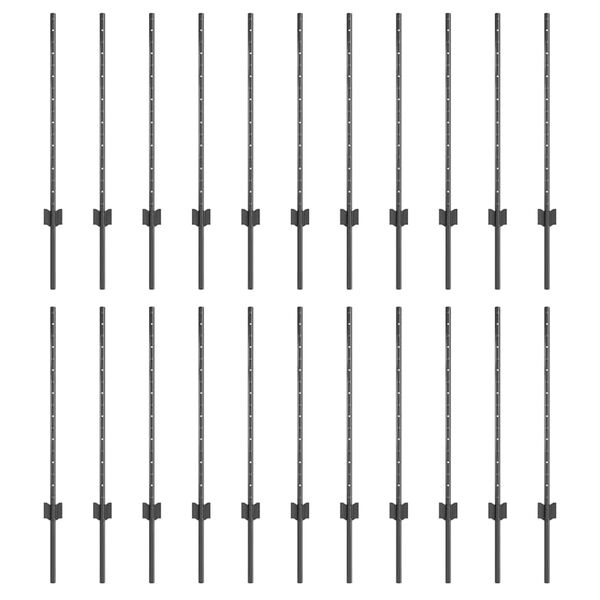 vidaXL Стълб за ограда. 22 pcs Сив 120 cm Стомана