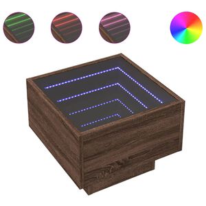 vidaXL Нощна масичка с Infinity LED, кафяв дъб, 40x40x30 см