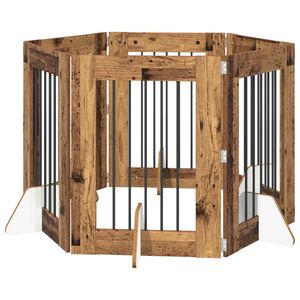 vidaXL Врата за кучета с поставки 6 pcs Старо дърво 60 x 80 cm