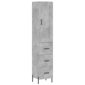 vidaXL Висок шкаф, бетонно сив, 34,5x34x180 см, инженерно дърво