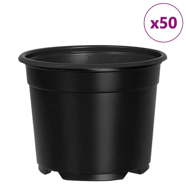 vidaXL Цветна саксия 50 pcs Черно &Oslash; 15 x 12.5 см Пластмаса
