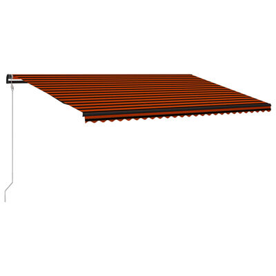 vidaXL Прибиращ се сенник сензор за вятър LED 600x300 см оранжевокафяв