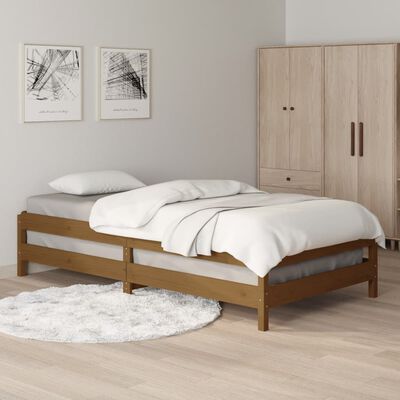 vidaXL Стифиращо легло, меденокафяво, борово дърво масив, 75x190 см