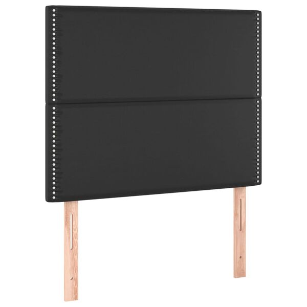 vidaXL LED горна табла за легло, черна,80x5x118/128см, изкуствена кожа