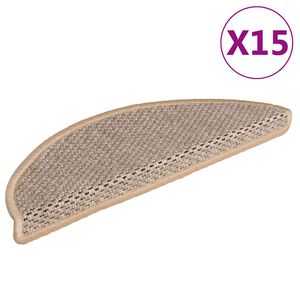 vidaXL Самозалепващи стелки за стълби сизал 15бр 56x17x3см светлобежов