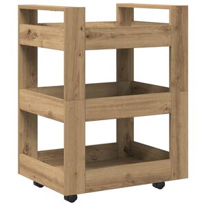 vidaXL Кухненска количка Дъб 60 x 45 x 80 см Инженерна дървесина