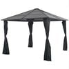 vidaXL Шатра с пердета, алуминий, 3x3 м, черна