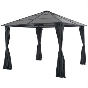 vidaXL Шатра с пердета, алуминий, 3x3 м, черна